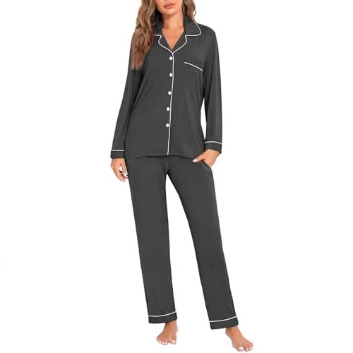 Women's Cuban Collar Retro Print Long Sleeve Loungewear Set