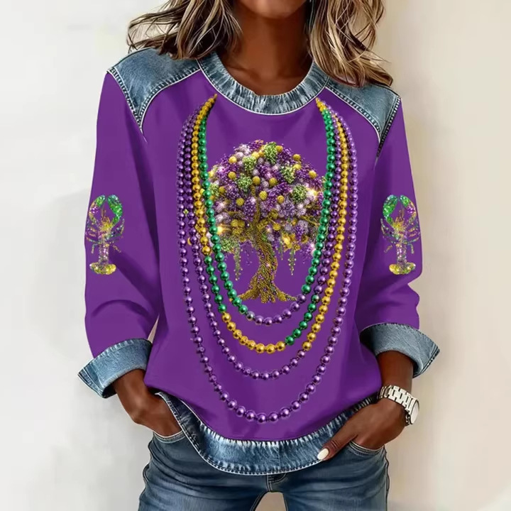 Women's Iris Floral Print Crewneck Sweatshirt
