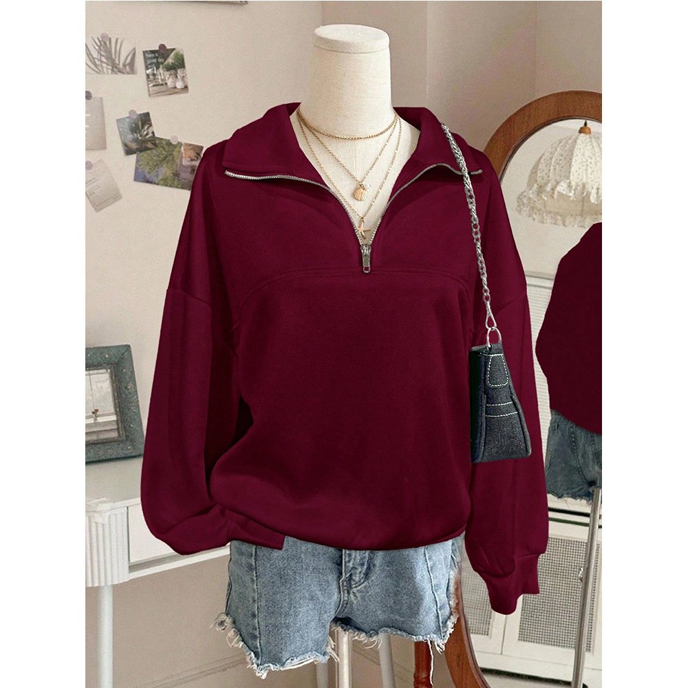Women's Y2K Half-Zip Pullover Sweatshirt Long Sleeve