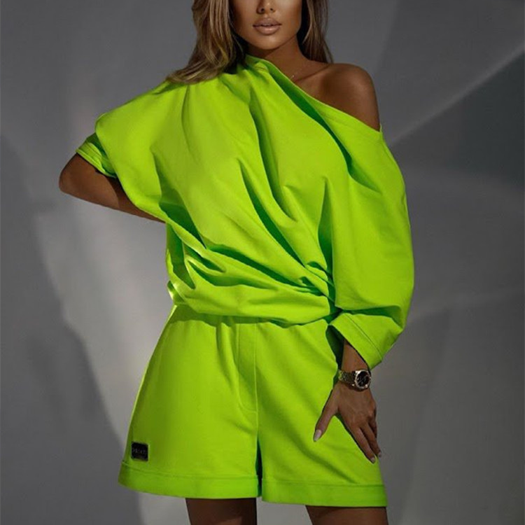 Women's Off-Shoulder Loose Two-Piece Hoodie and Pants Set