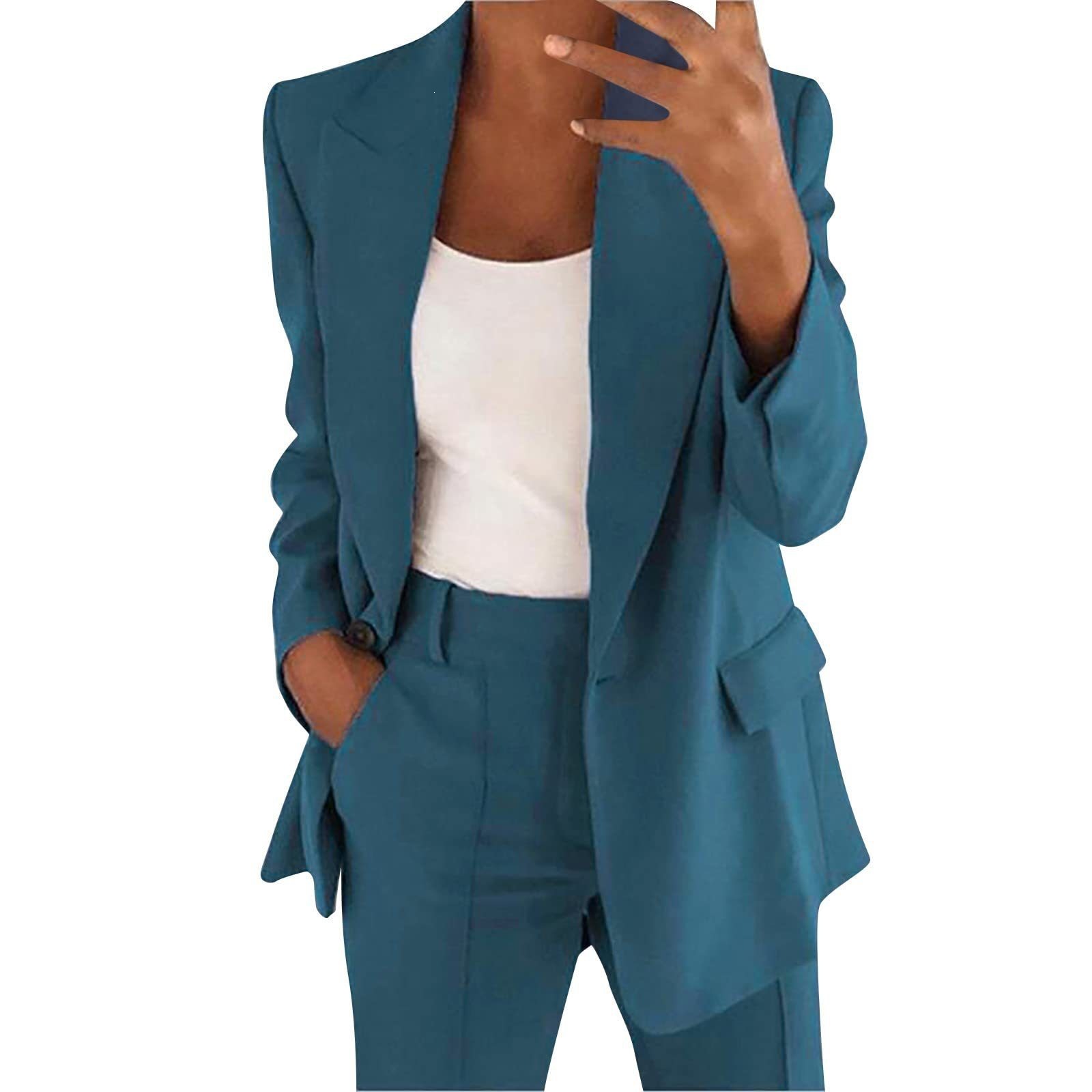 2026 New Cross-Border European & American Fall/Winter Women's Commuter Suit Set – Elegant Long-Sleeve Blazer and Pants Two-Piece Set for Women