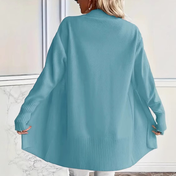 Plus Size Women's Knit Open-Front Cardigan with Pockets