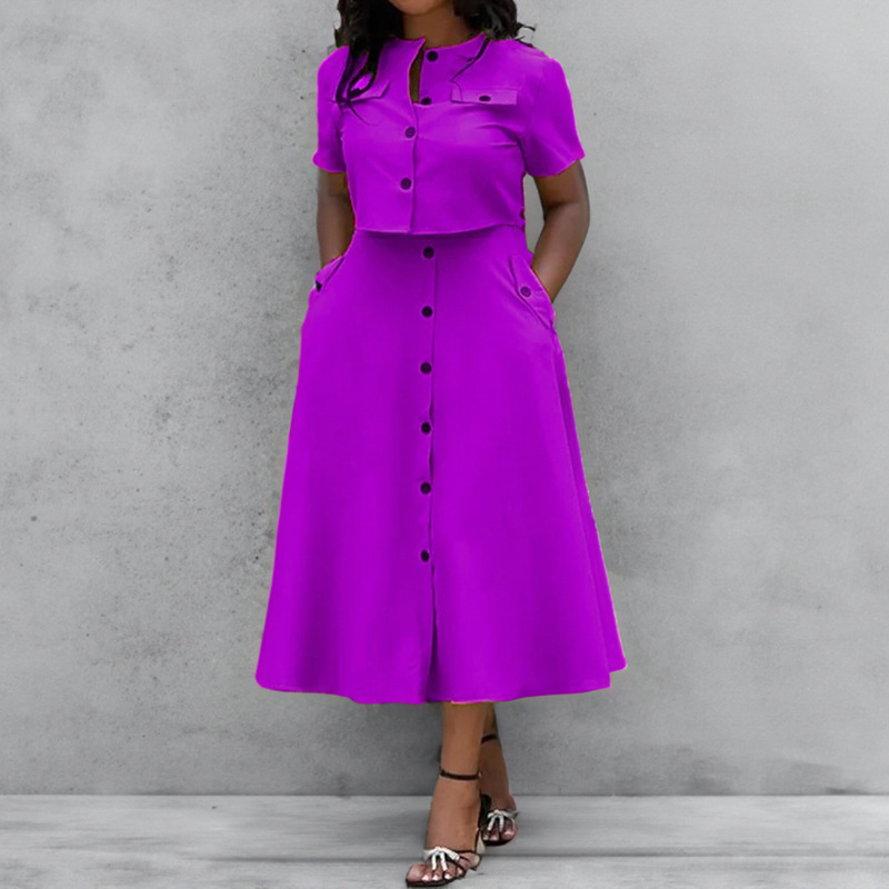 Women's Solid Color Top and Long Skirt Set