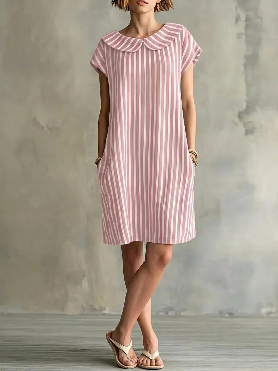 Elegant Striped Print Sleeveless High-Waist Bodycon Midi Dress
