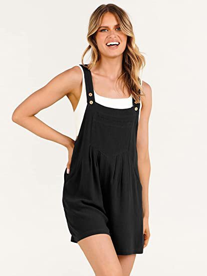 Cotton-Linen Wide-Leg Romper with Pockets