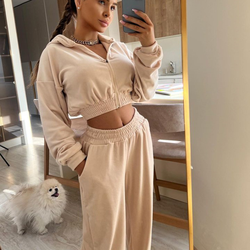 Long-Sleeve Zip-Up Hoodie and Jogger Pants Two-Piece Set