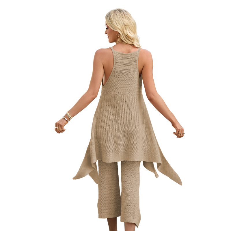 Women's Sleeveless Knit Top and Pants Set