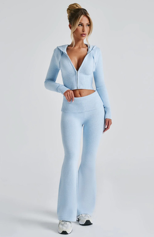 Women's Casual Zip-Up Hoodie and Pants Two-Piece Set