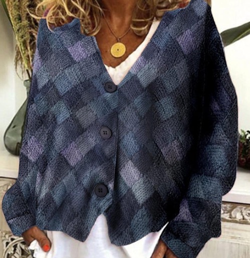 Printed Women's Cardigan Soft Knit Sweater Casual Cape Coat