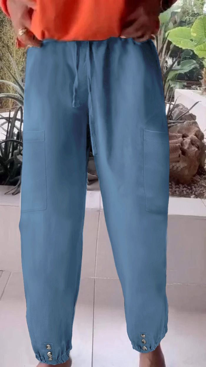 Women's High-Waist Wide-Leg Cropped Pants with Slight Stretch