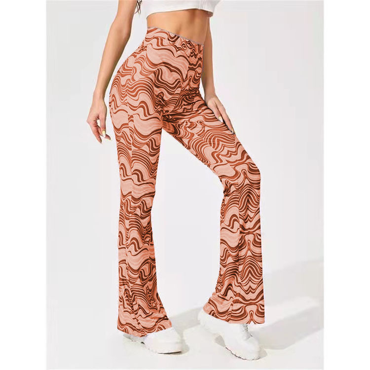 Women's Water Ripple Flared Yoga Pants High Waist Casual