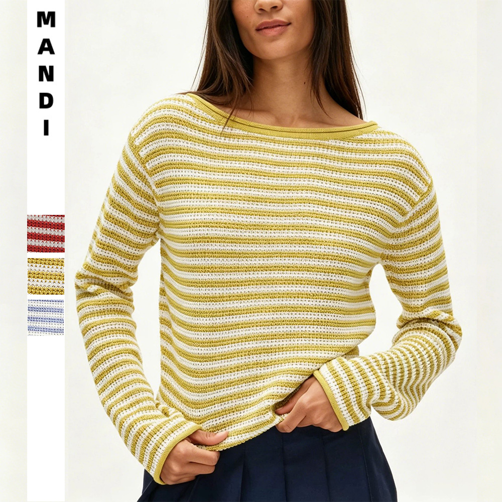 Striped Crewneck Pullover Sweater