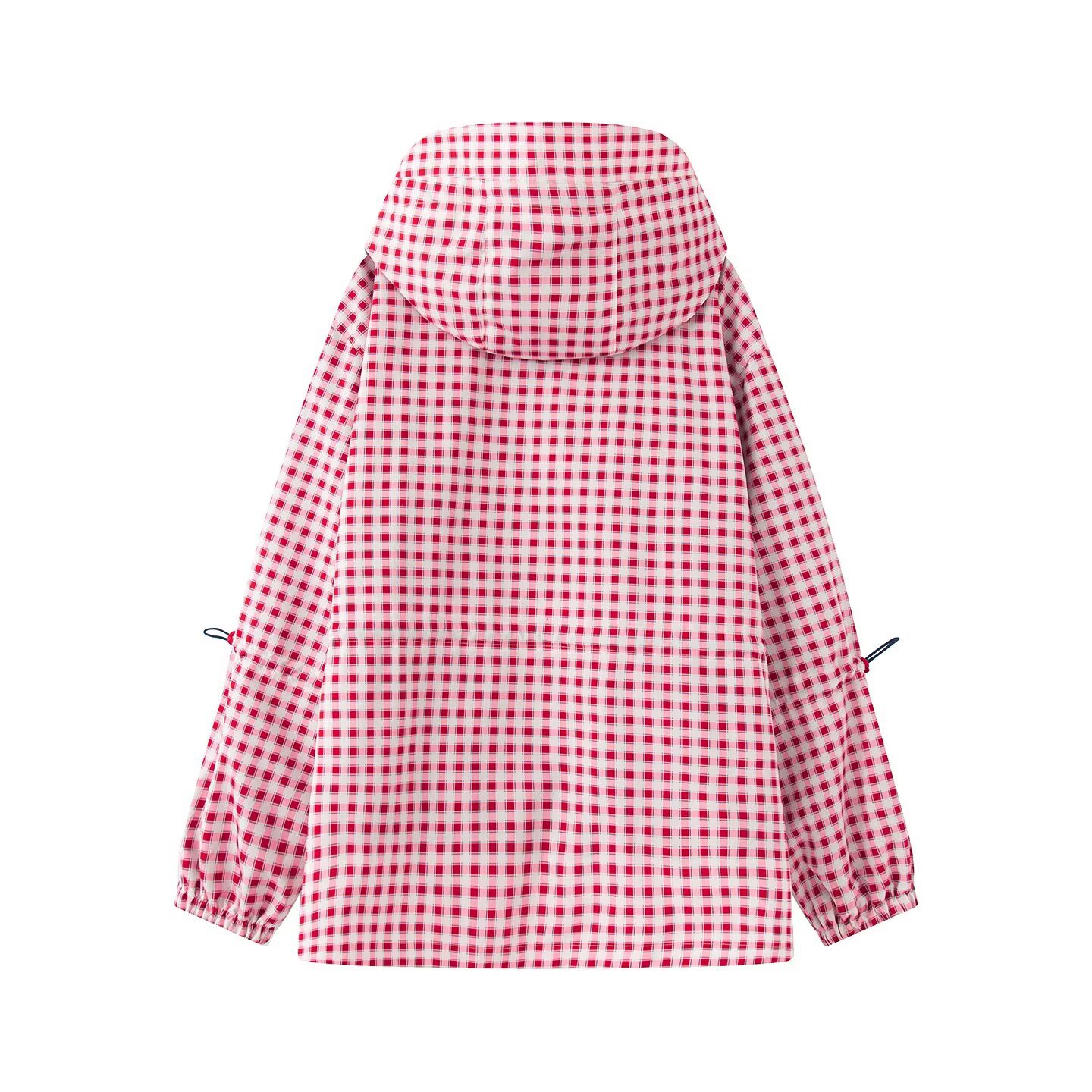Women's Hooded Plaid Zip Jacket Mid-Length