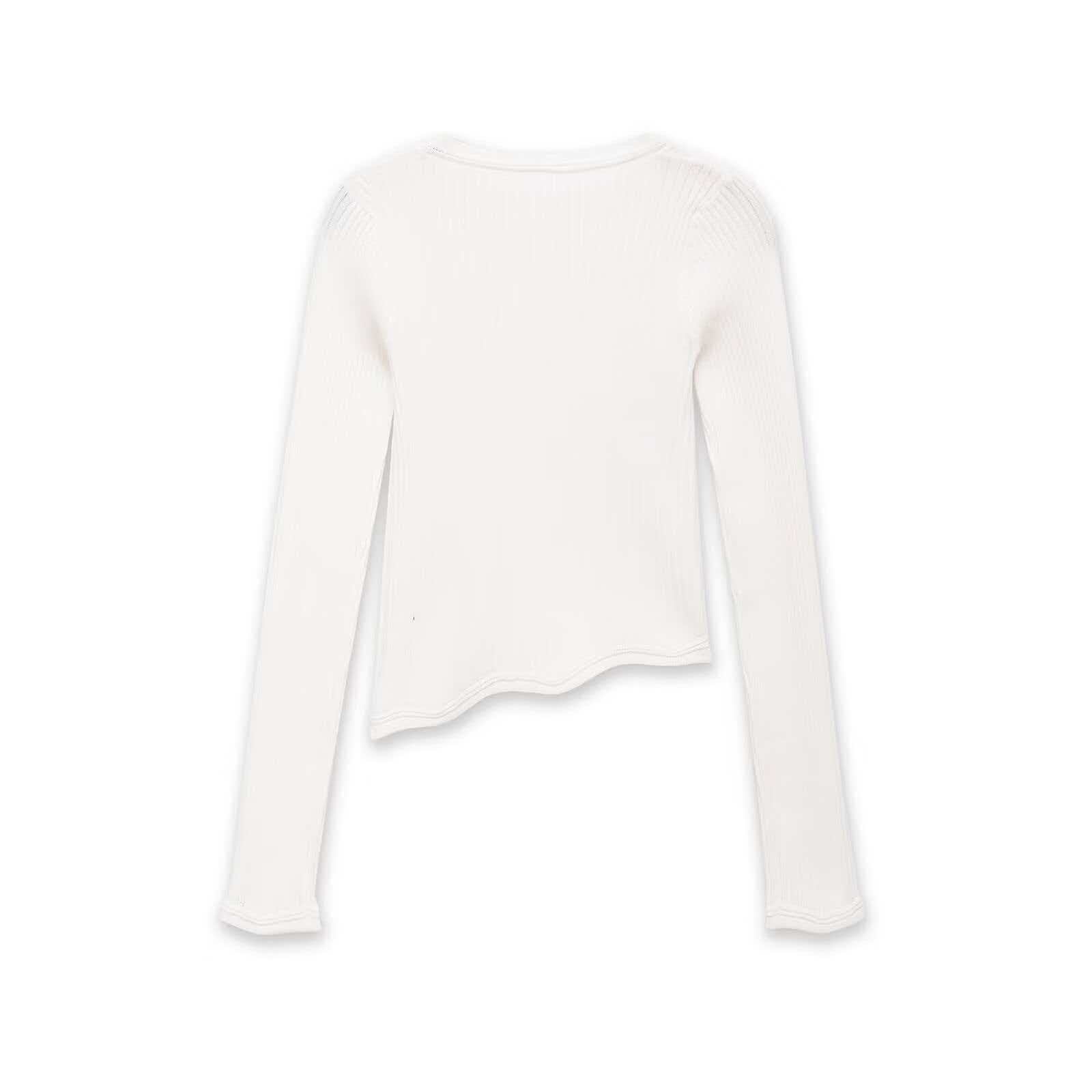 Women's Long Sleeve Crewneck Asymmetric Cropped Knit Top