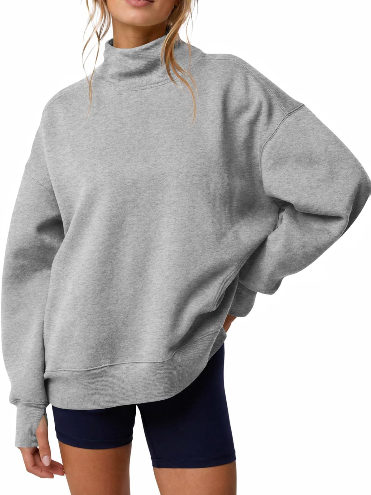 Women's Y2K Solid Half-Turtleneck Loose Pullover Sweatshirt