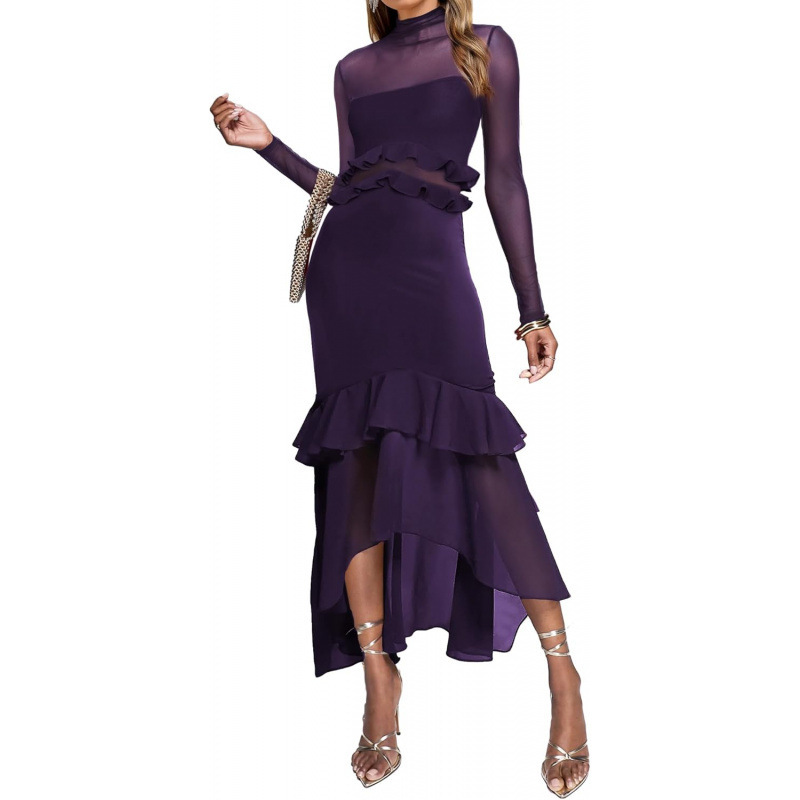 Ruched Slim-Fit Long-Sleeve Midi Dress