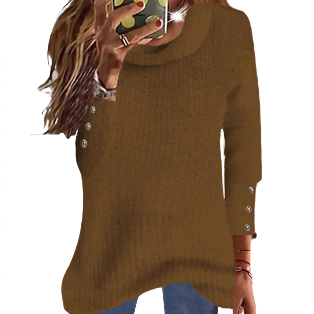 Women's High Neck Knit Sweatshirt Pullover