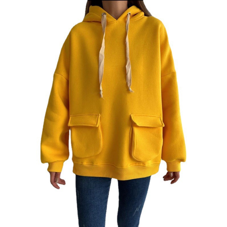 Women's Loose Fit Long Sleeve Hooded Sweatshirt with Pockets
