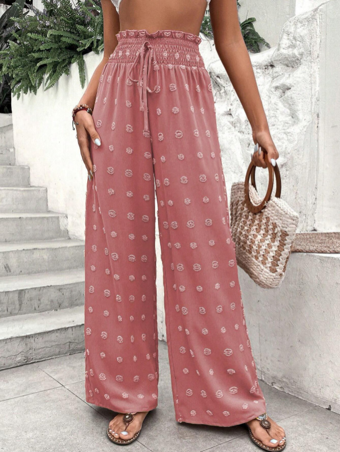High-Waisted Jacquard Wide-Leg Pants for Women