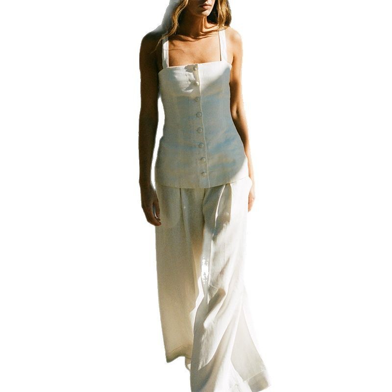 Women's Sleeveless Cami Top and High-Waist Wide-Leg Pants Set