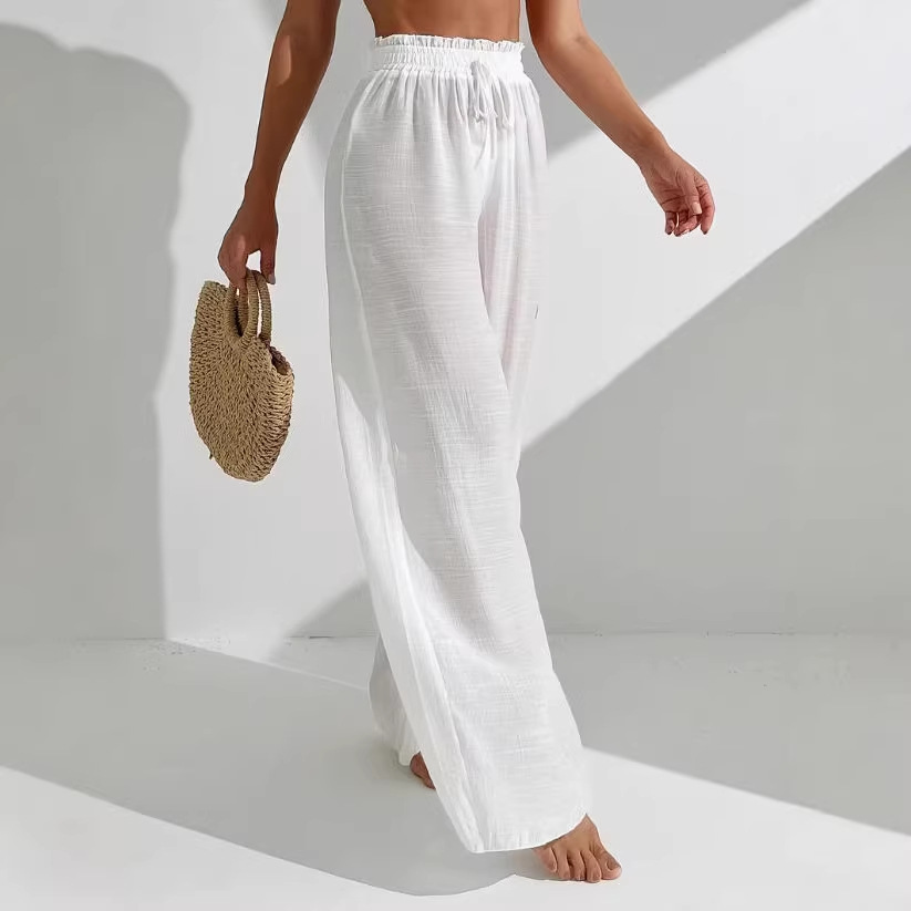 Women's Solid Color Wide-Leg Pants Casual Loose Fit Commuter Trousers