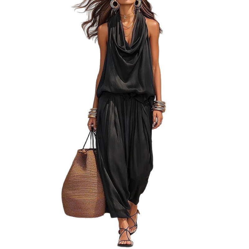 Women's Casual Solid Color Shirt and Pants Set Relaxed Fit