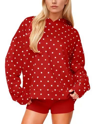 Women's Polka Dot Print Casual Hoodie