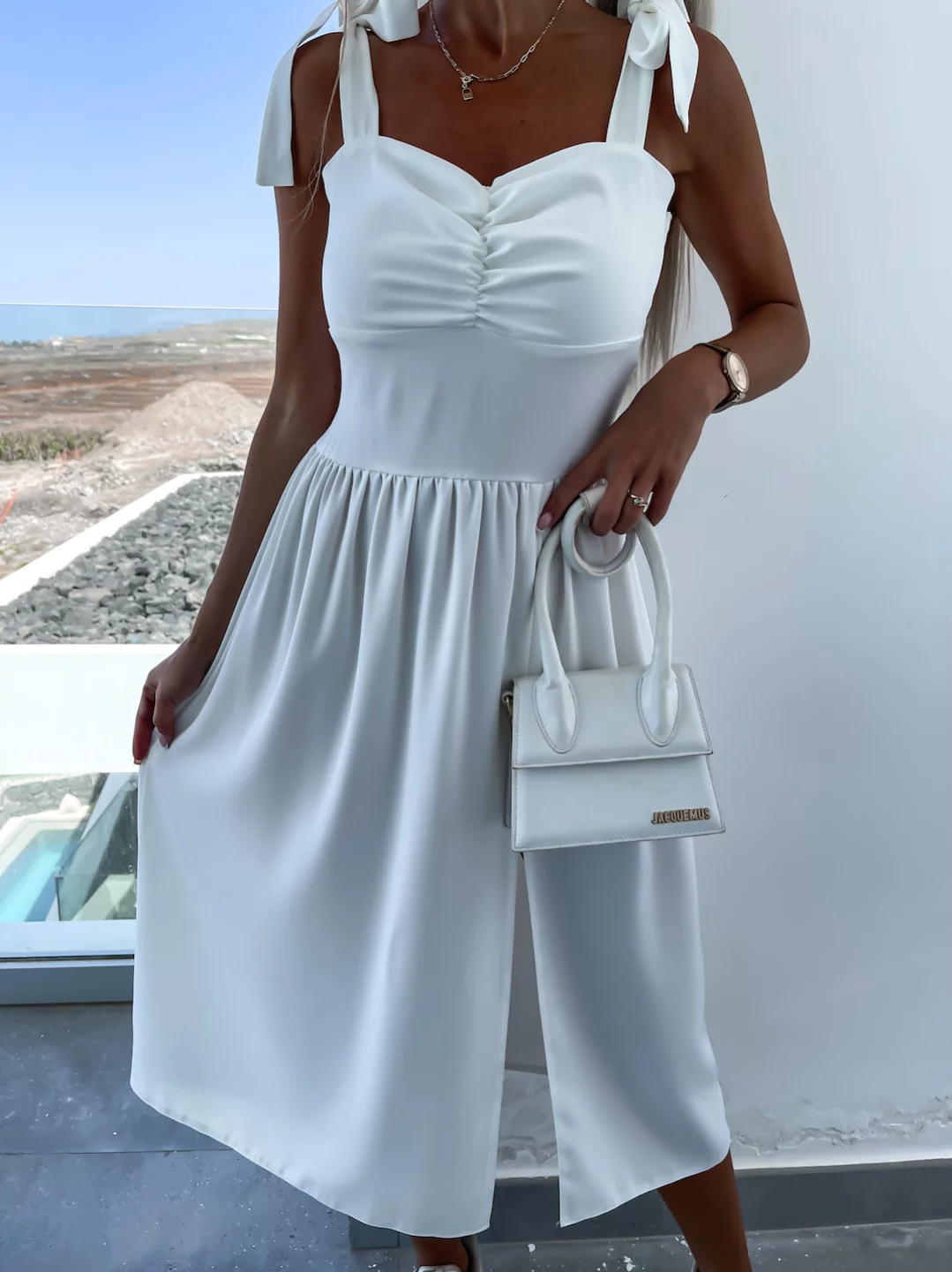 Women's Waist-Cinching Slit Lace-Up Sleeveless Cami Dress