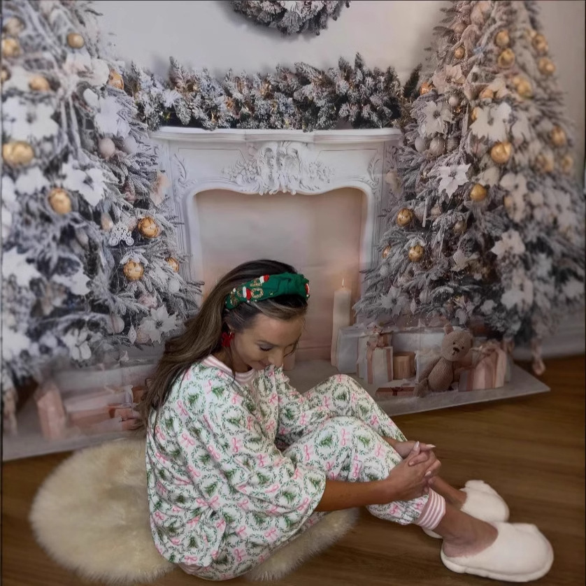 Christmas Print Long Sleeve Pajama Set for Women