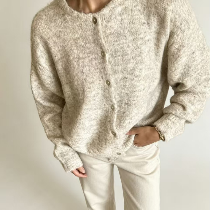 Soft Knit Cardigan with Vintage Shell Buttons