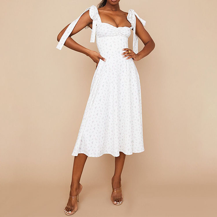 Women's Summer Spaghetti Strap Floral Slit Dress