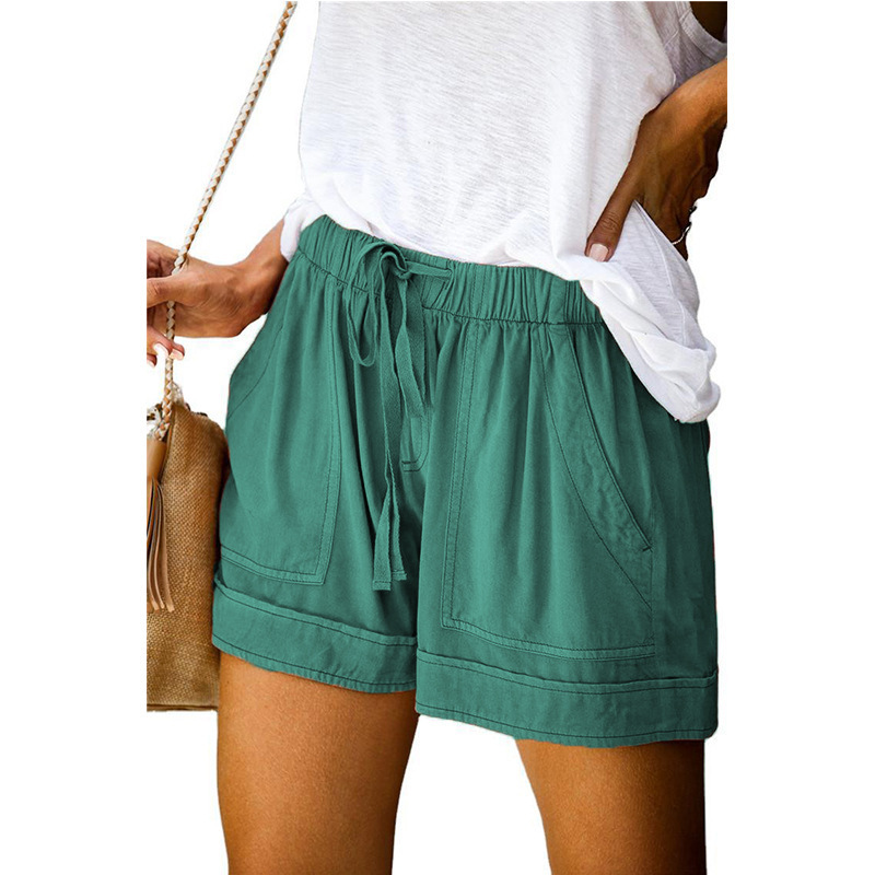 Women's High-Waist Tie-Waist Wide-Leg Casual Shorts
