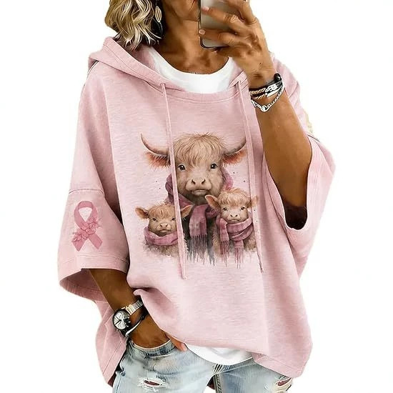 Women's Animal Plaid Print Casual Hoodie