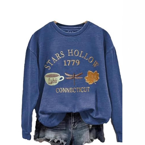 Women's Coffee Dragonfly Maple Leaf Letter Print Crewneck Sweatshirt