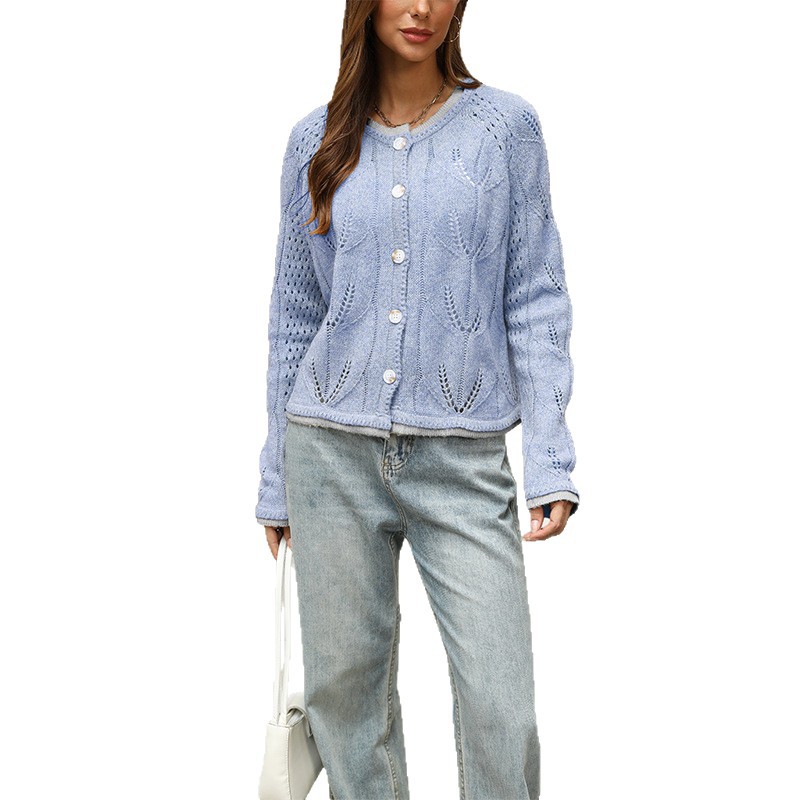 Women's Loose Long Sleeve Knit Cardigan Button-Up Sweater Coat