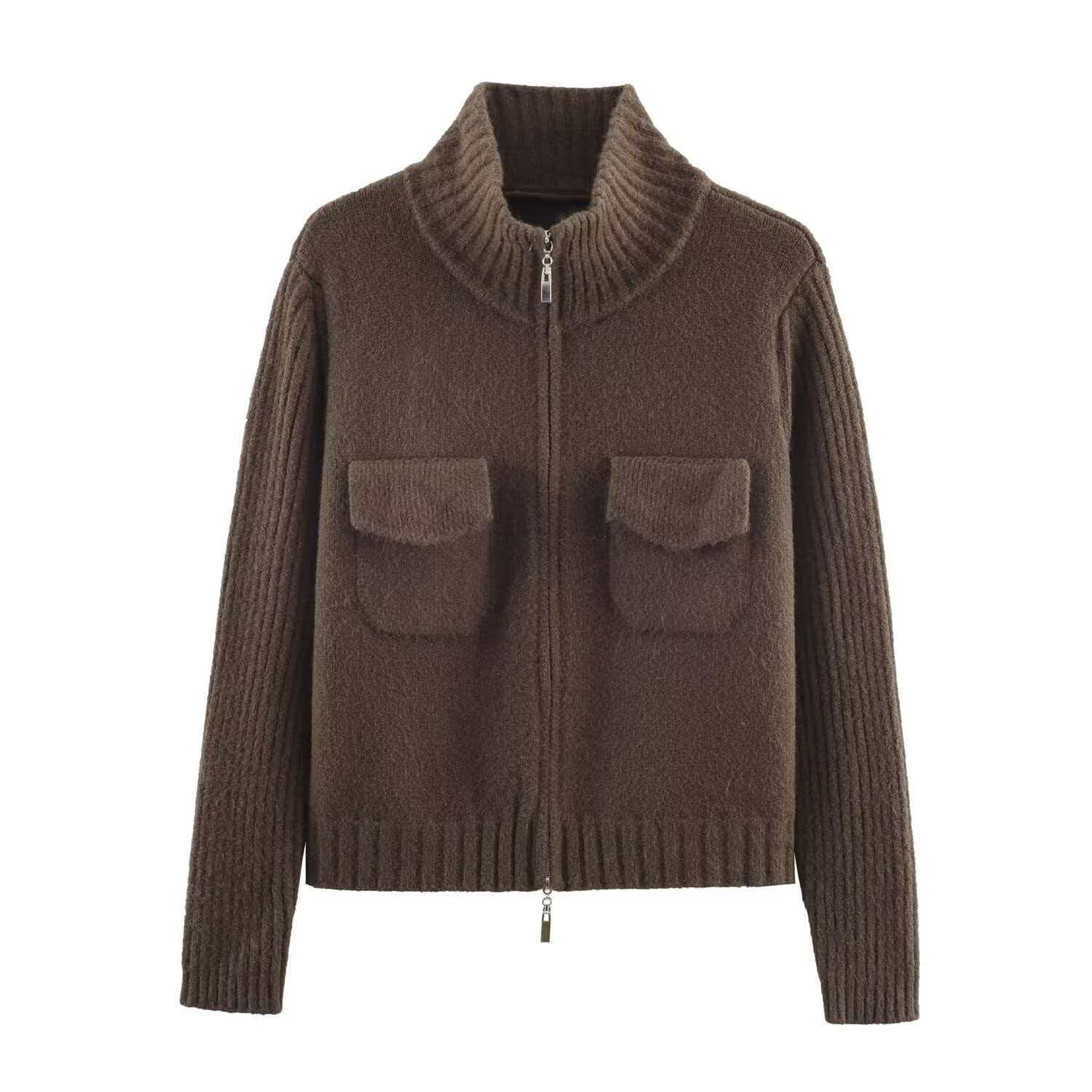 Women's Double-Zip Knit Cardigan Sweater