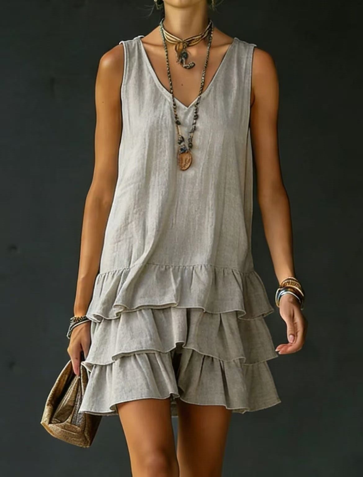 Women's Loose Casual Solid Color Sleeveless Tank Dress
