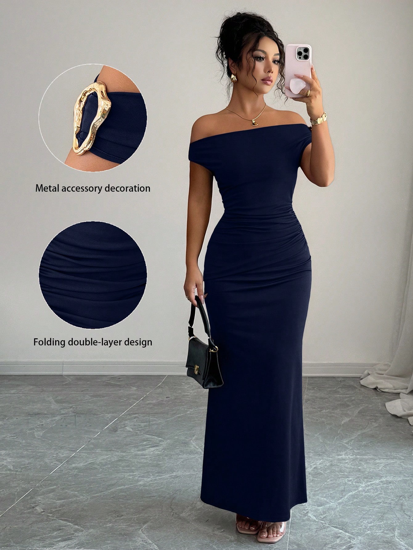 Off-Shoulder One-Line Neck Bodycon Long Dress