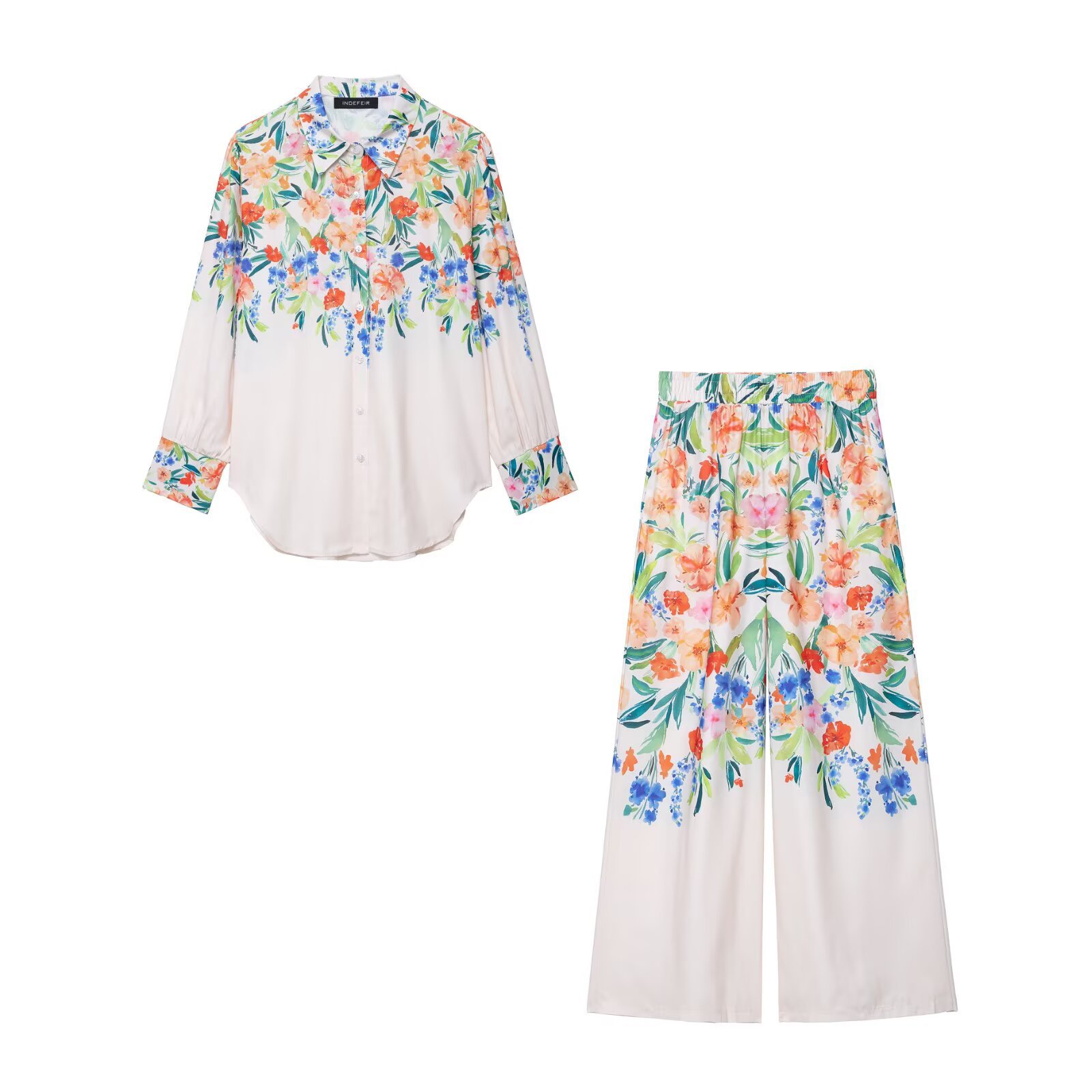 Floral Print Shirt and Pants Vacation Set