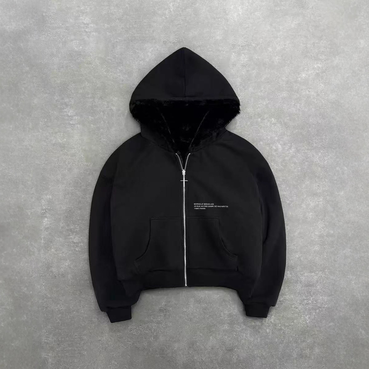 Reversible Leopard Print Zip Hoodie Oversized