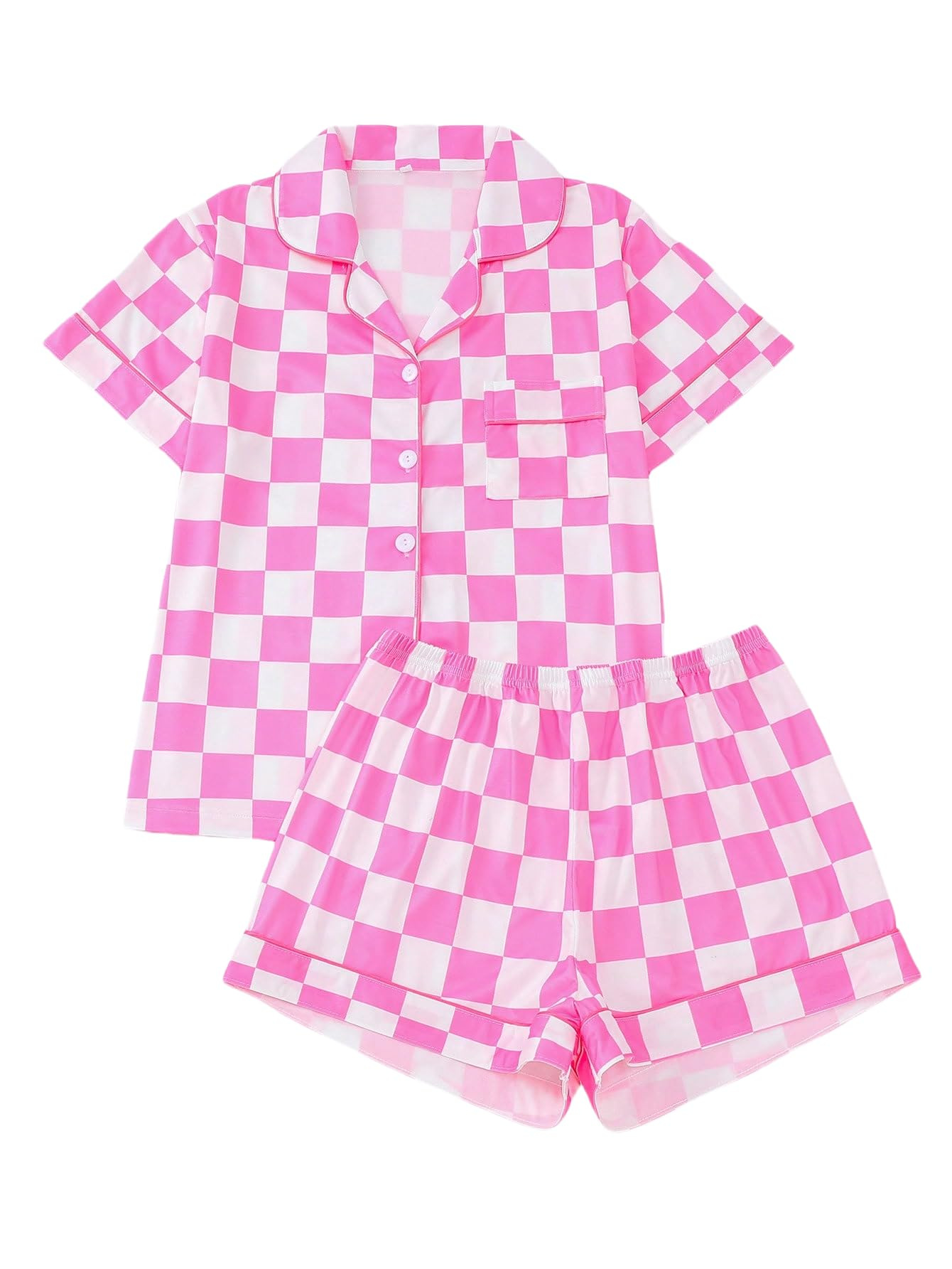 Women's Summer Hawaiian Print Short Sleeve Shirt Set
