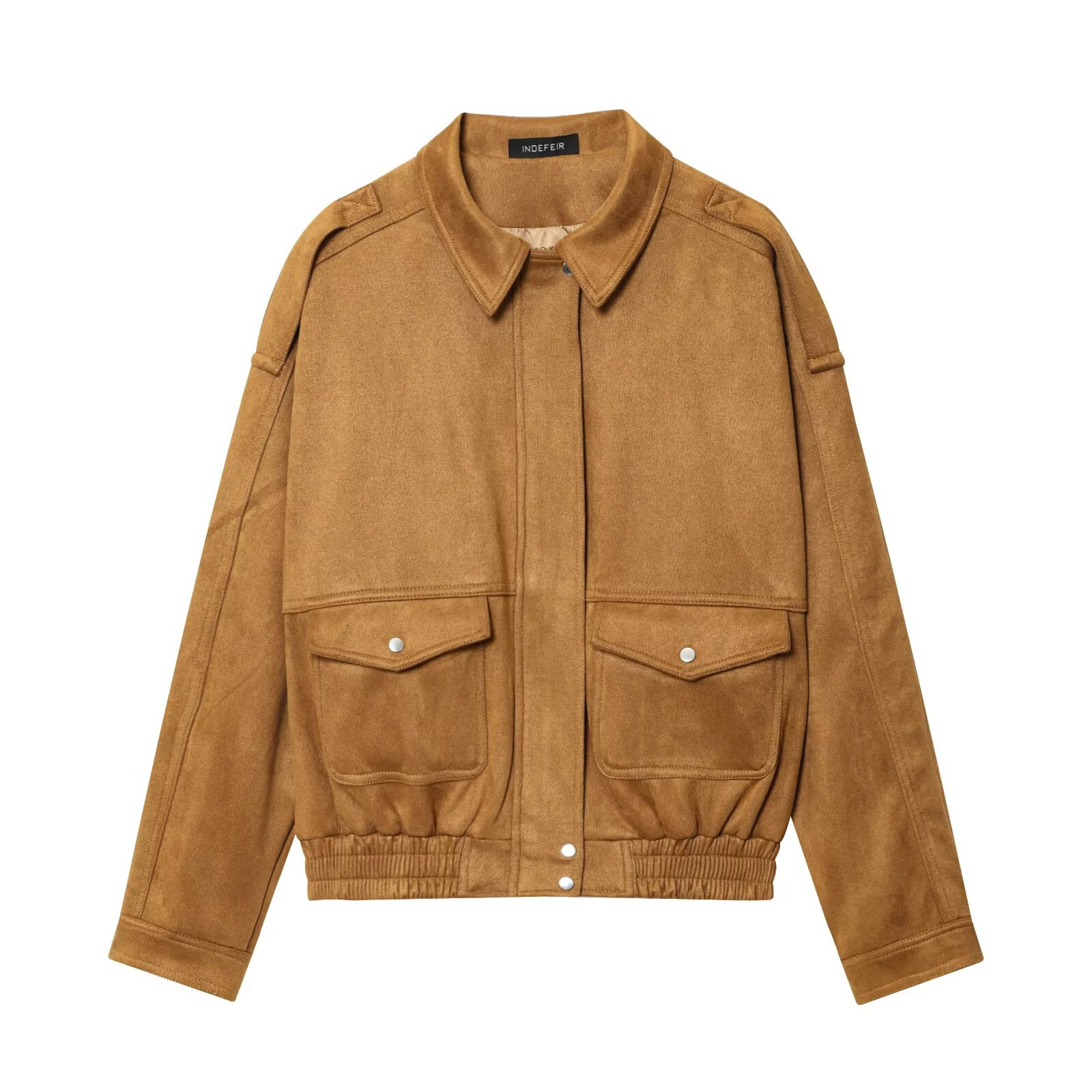 Women's Suede-Feel Loose Bomber Jacket