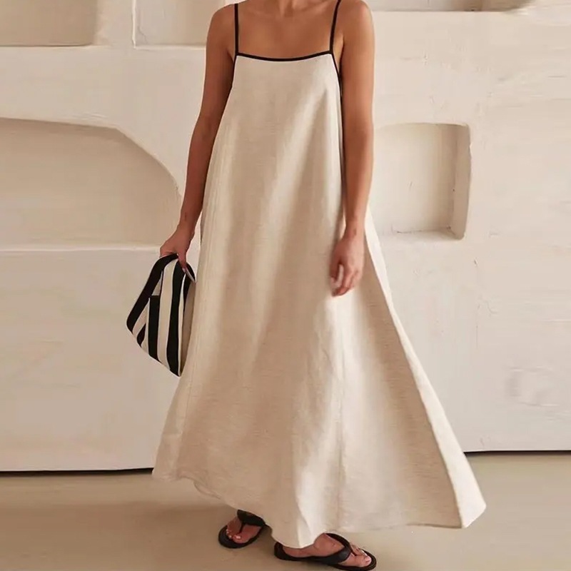 Women's Solid Color Sleeveless Cami Maxi Dress
