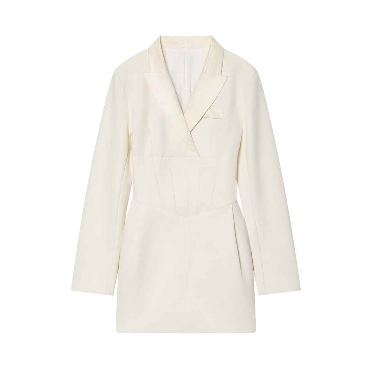 Women's ZAV Collared Spliced Blazer Dress with Waist-Cinching Pleats