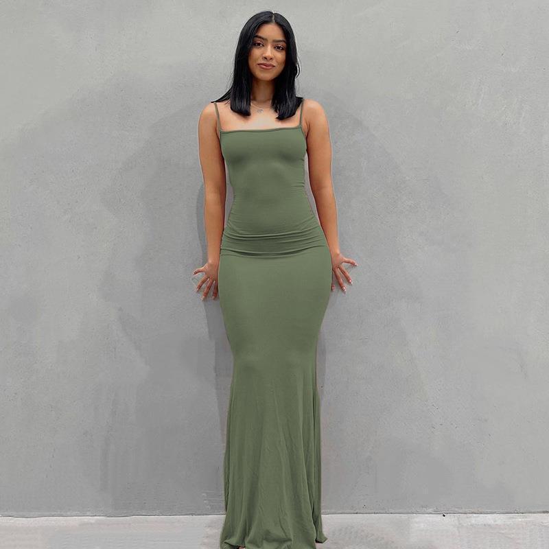 Women's Modal Milk Silk Sleeveless Bodycon Maxi Dress