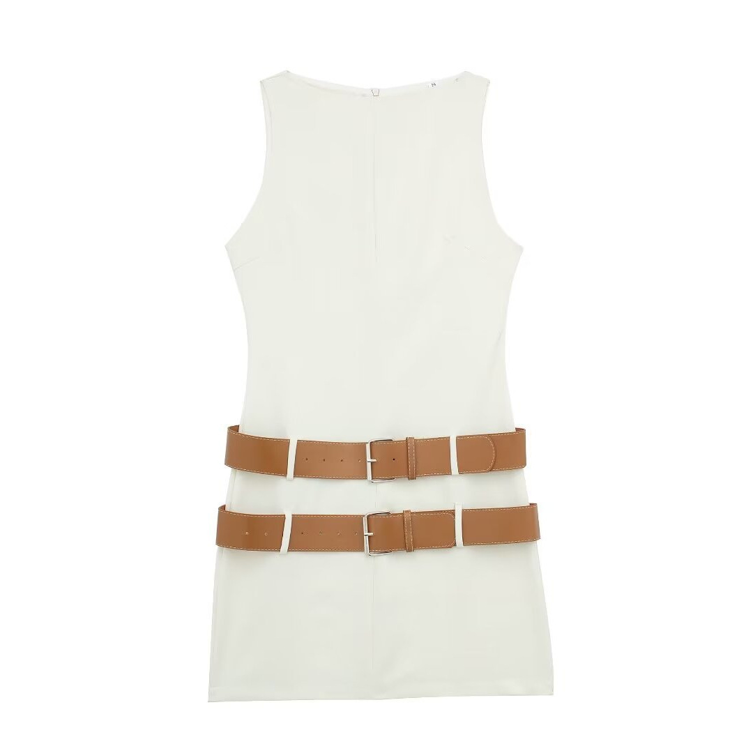 Women's Belted Bodycon Dress with 3D Pattern