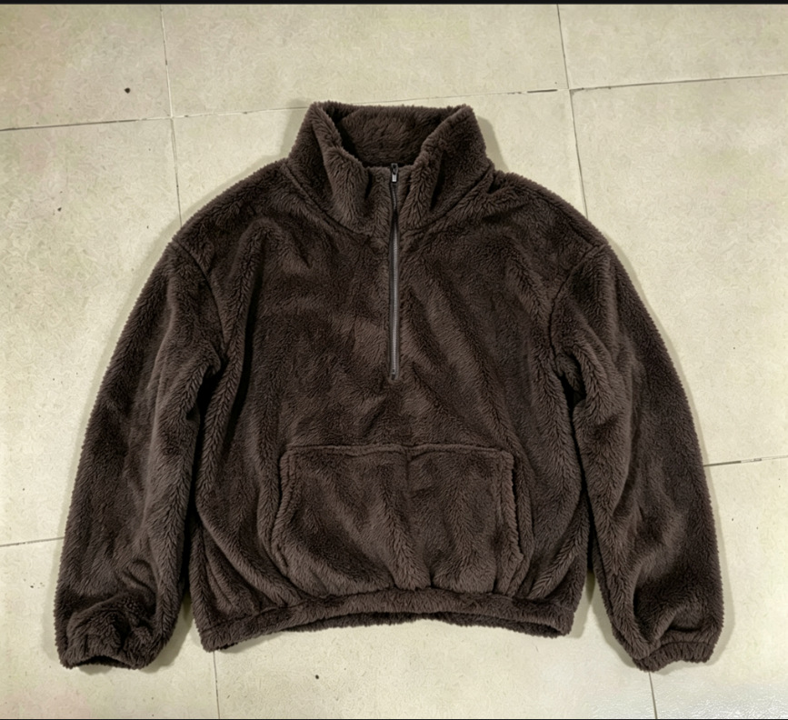 Fleece-Lined Half-Zip Stand Collar Sweatshirt for Women