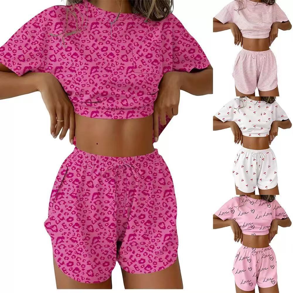 Women's Short Sleeve Two-Piece Set Crew Neck Casual Commuter Outfit