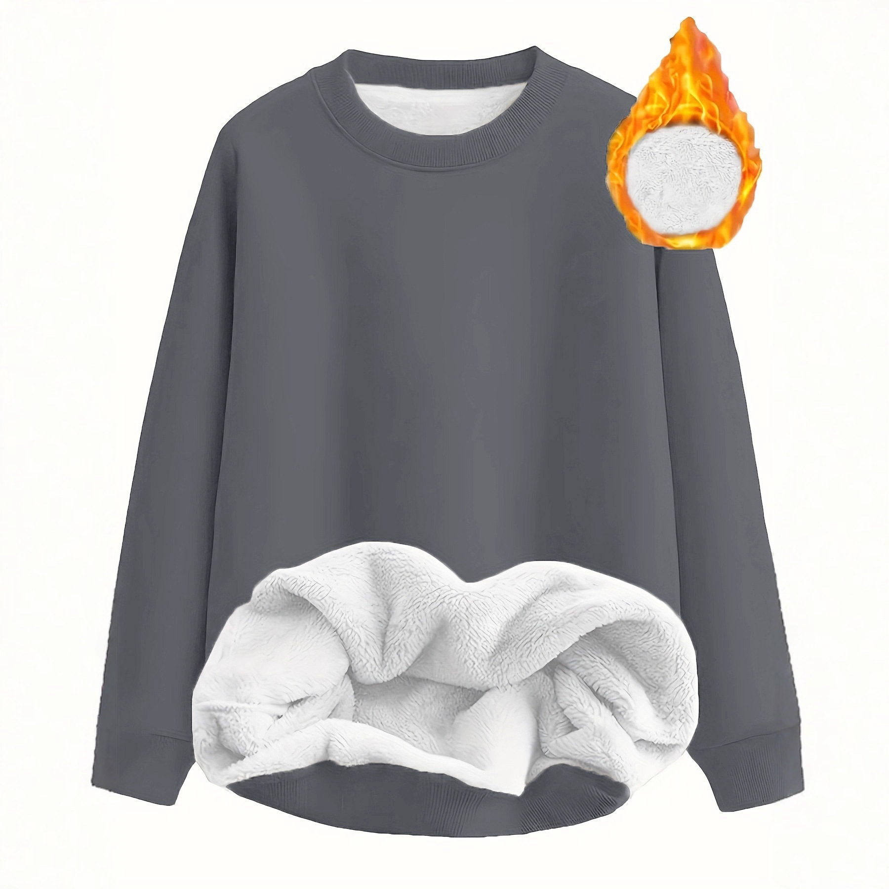 Women's Solid Color Long Sleeve Crewneck Pullover Sweatshirt