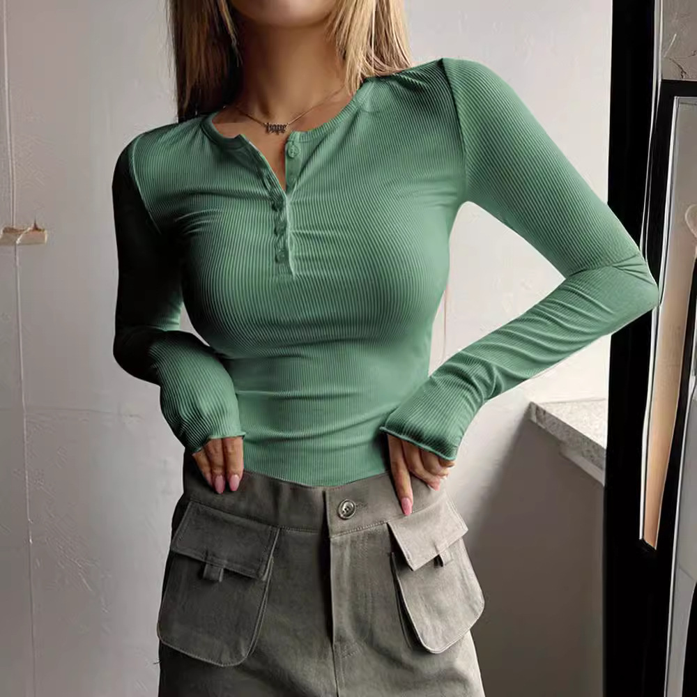 Button-Down Ribbed Slim-Fit Knit Top